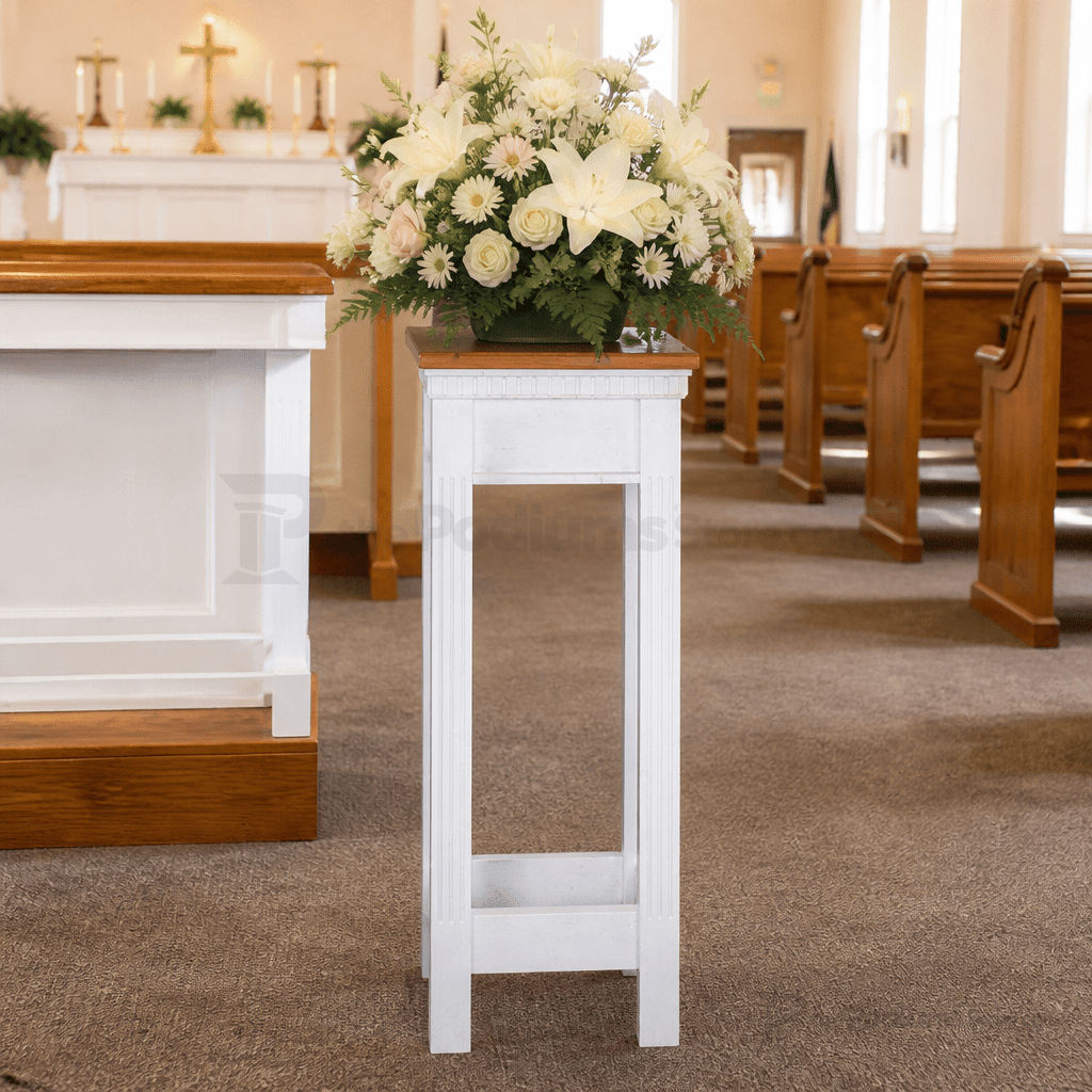 Fluted Wood Church Flower Stand (PS-820) Flower Stand NO 820 Light Oak 35 - thePodiumsStore