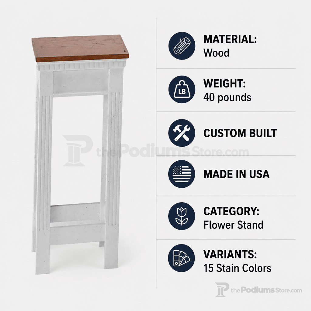 Fluted Wood Church Flower Stand (PS-820) Flower Stand NO 820 Light Oak 35 - thePodiumsStore