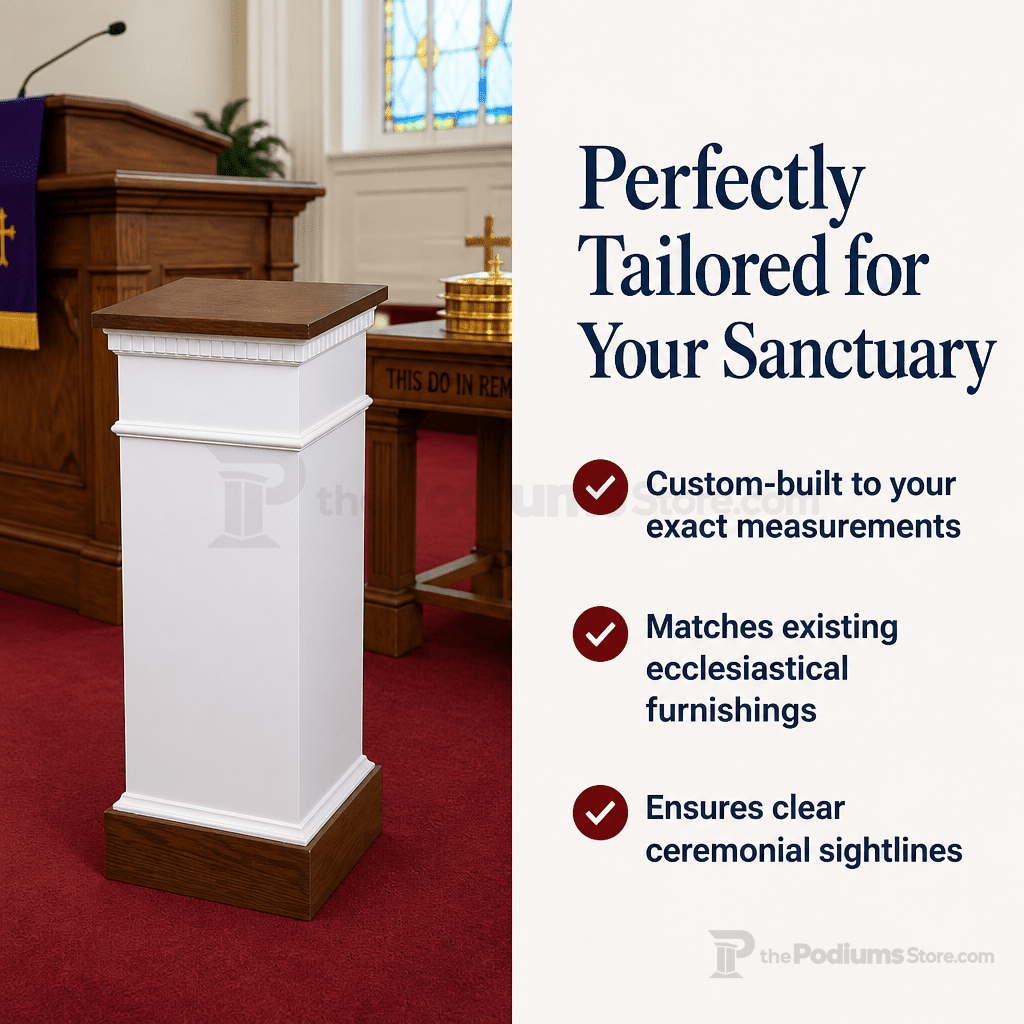 Fluted Wood Church Flower Stand (PS-8201) Flower Stand NO 8201F Light Oak 35 - thePodiumsStore
