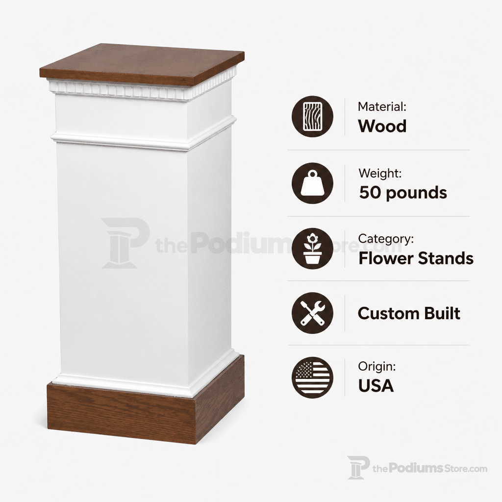 Fluted Wood Church Flower Stand (PS-8201) Flower Stand NO 8201F Light Oak 35 - thePodiumsStore