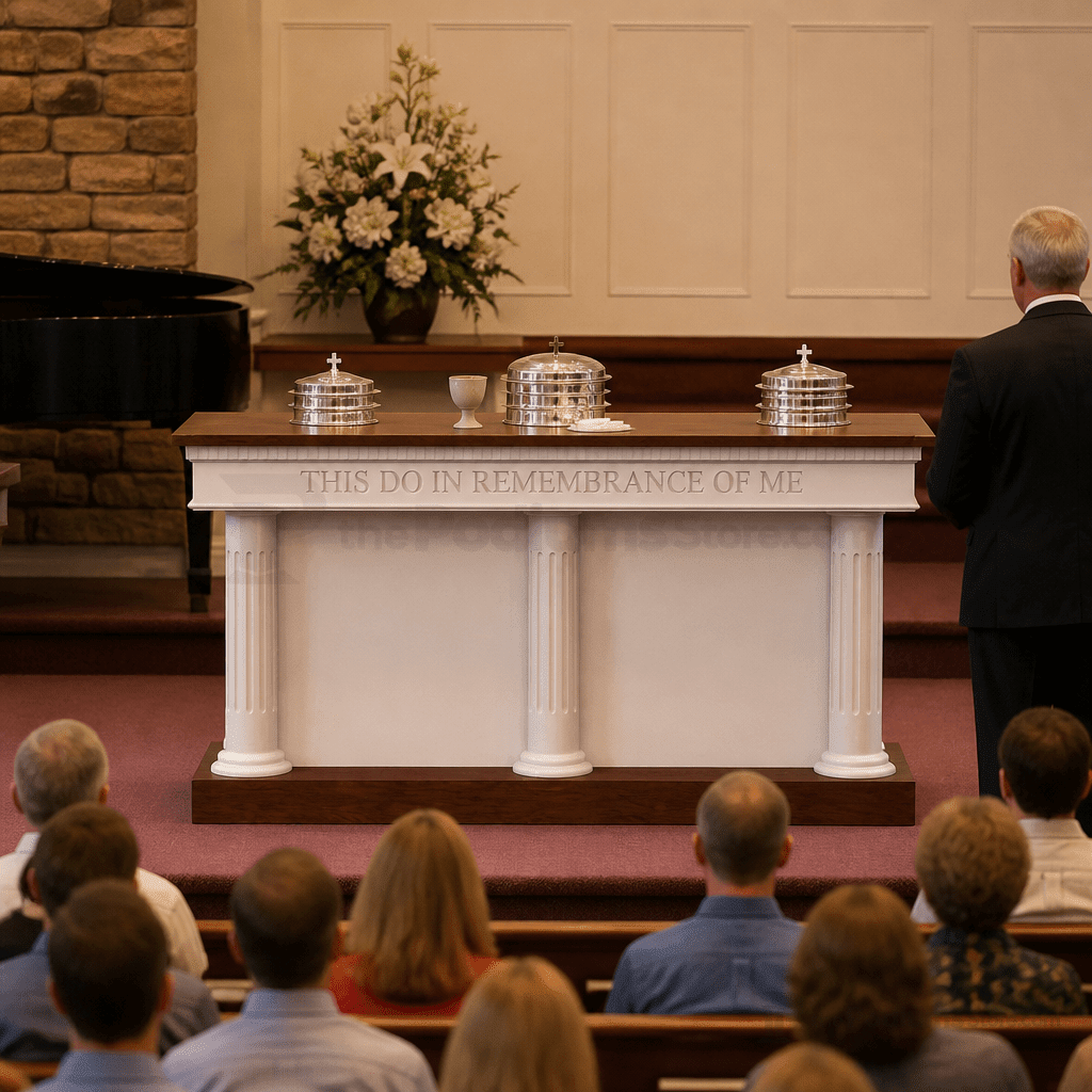 Fluted Wood Communion Table (PS-8320-CCT) Communion Table 8302-CCT Light Oak 35 No White - thePodiumsStore