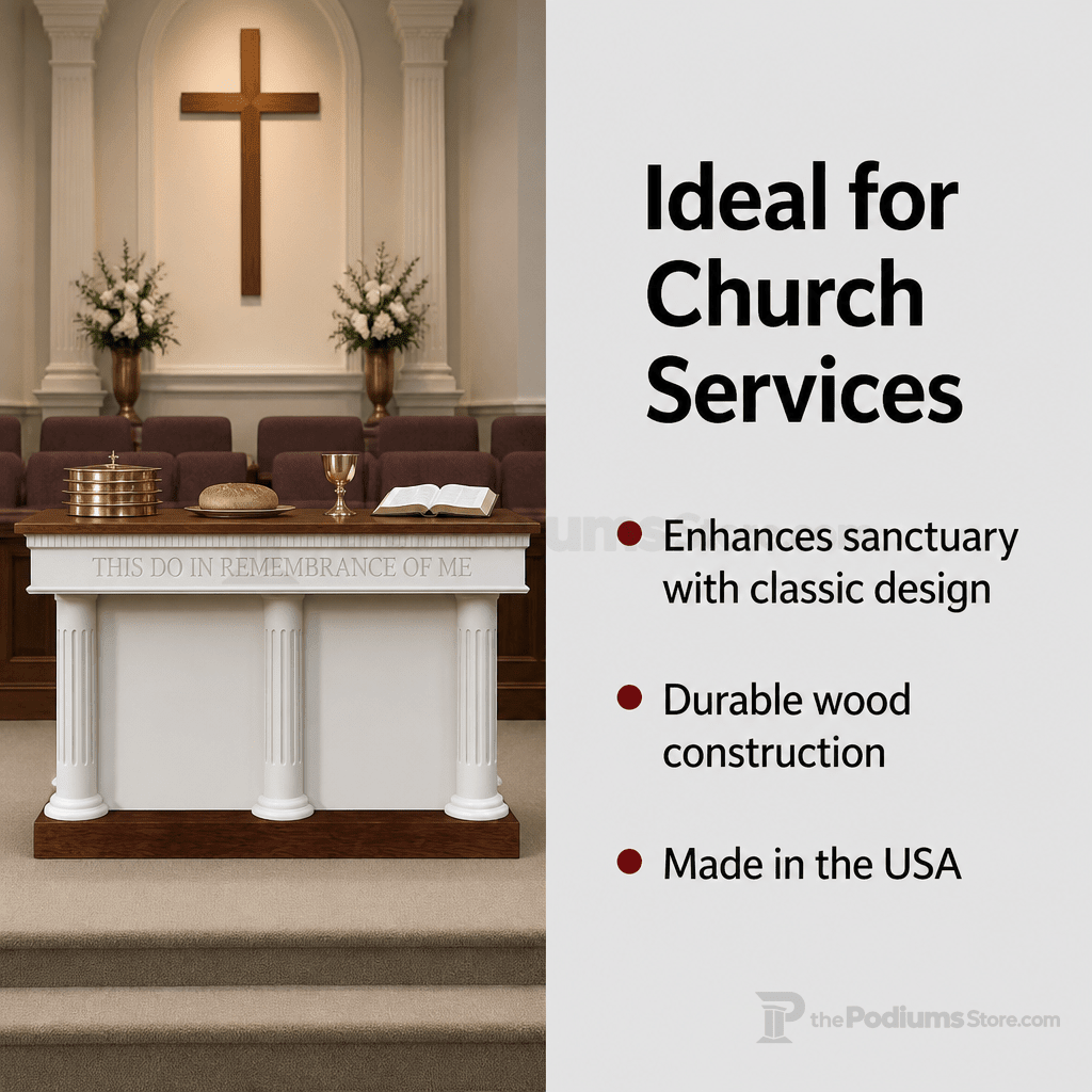 Fluted Wood Communion Table (PS-8320-CCT) Communion Table 8302-CCT Light Oak 35 No White - thePodiumsStore