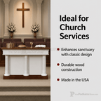 Fluted Wood Communion Table (PS-8320-CCT) Communion Table 8302-CCT Light Oak 35 No White - thePodiumsStore