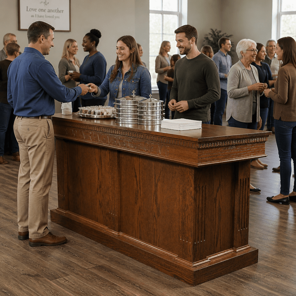 Fluted Wood Communion Table (PS-8410) Communion Table 8410 Light Oak 35 - thePodiumsStore