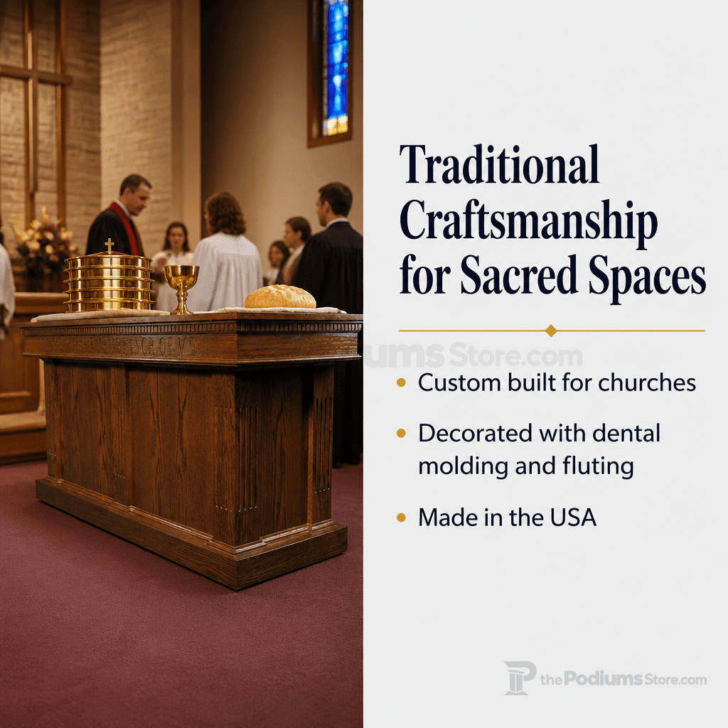 Fluted Wood Communion Table (PS-8410) Communion Table 8410 Light Oak 35 - thePodiumsStore