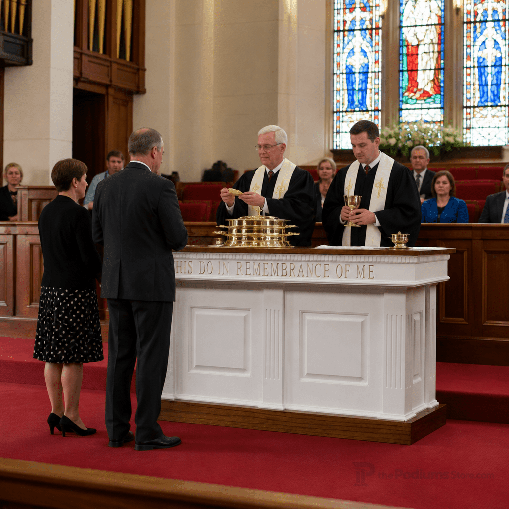Fluted Wood Communion Table (PS-8420) Communion Table 8420 Light Oak 35 - thePodiumsStore