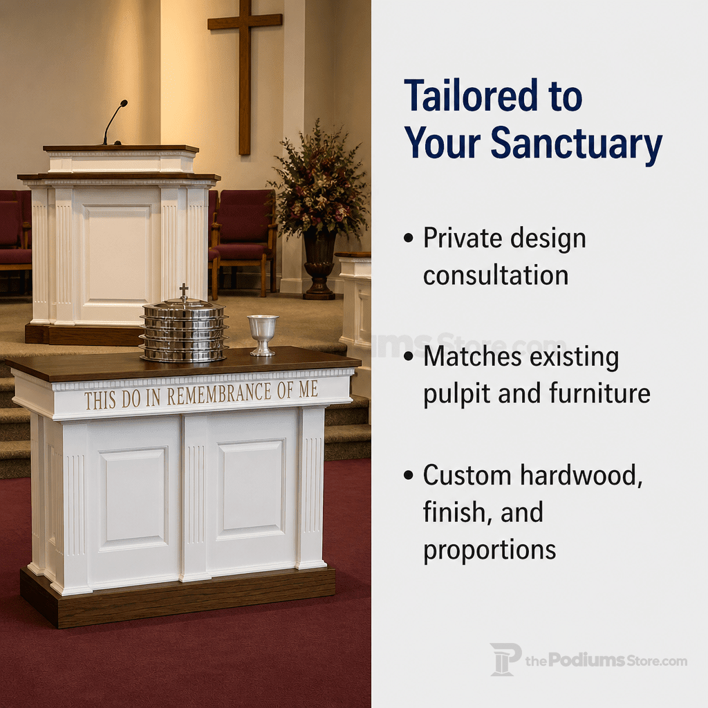 Fluted Wood Communion Table (PS-8420) Communion Table 8420 Light Oak 35 - thePodiumsStore