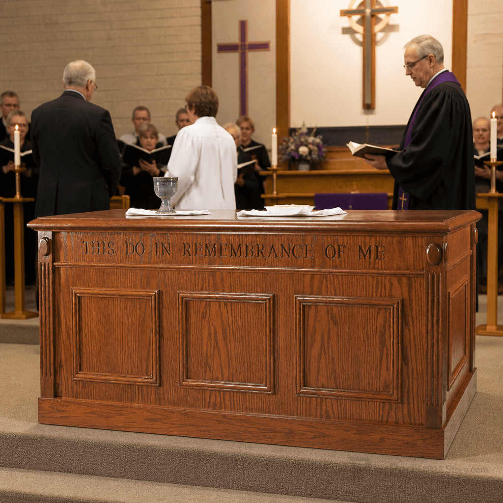 Fluted Wood Communion Table (PS-TCT-105) Communion Table TCT-105 Light Oak 35 - thePodiumsStore