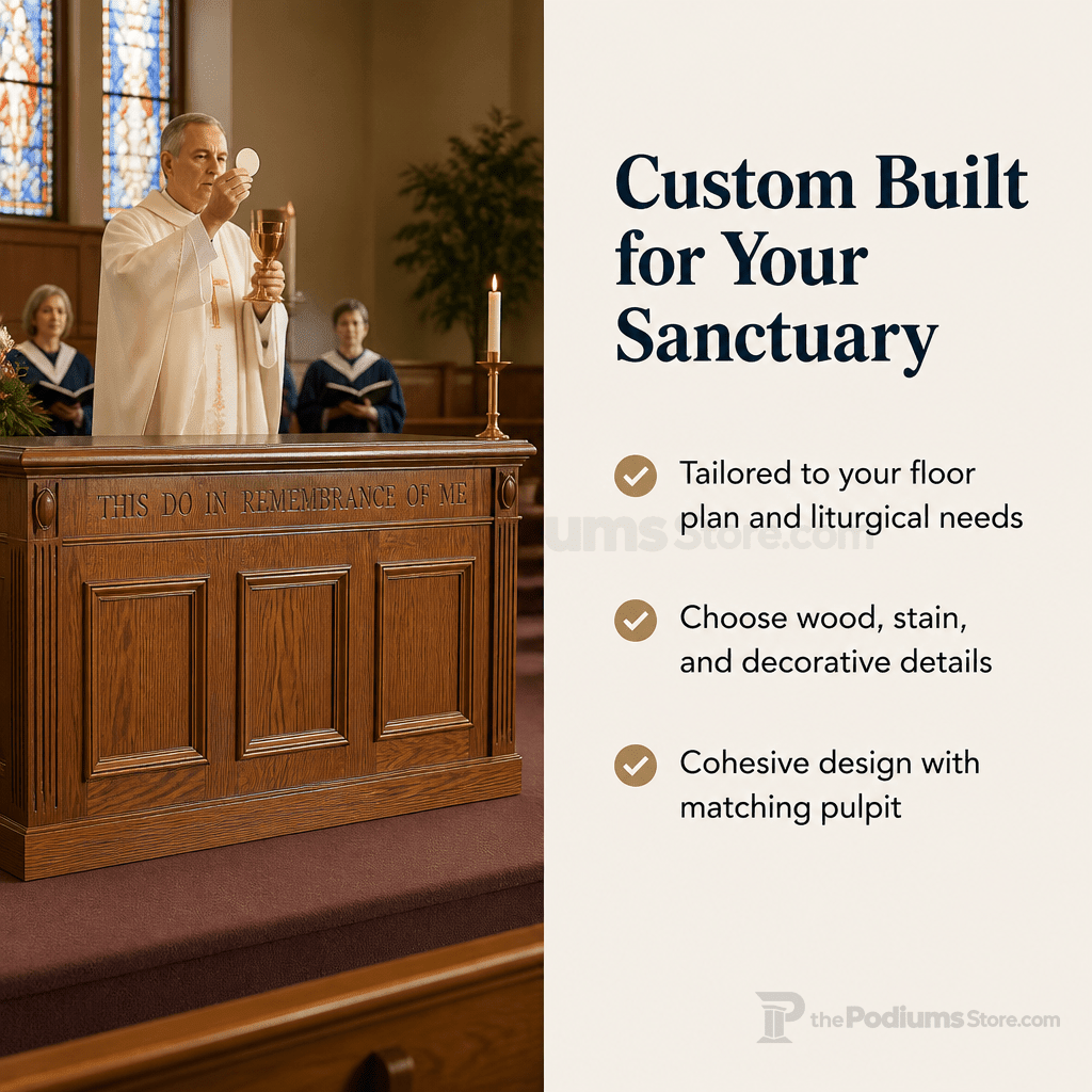 Fluted Wood Communion Table (PS-TCT-105) Communion Table TCT-105 Light Oak 35 - thePodiumsStore