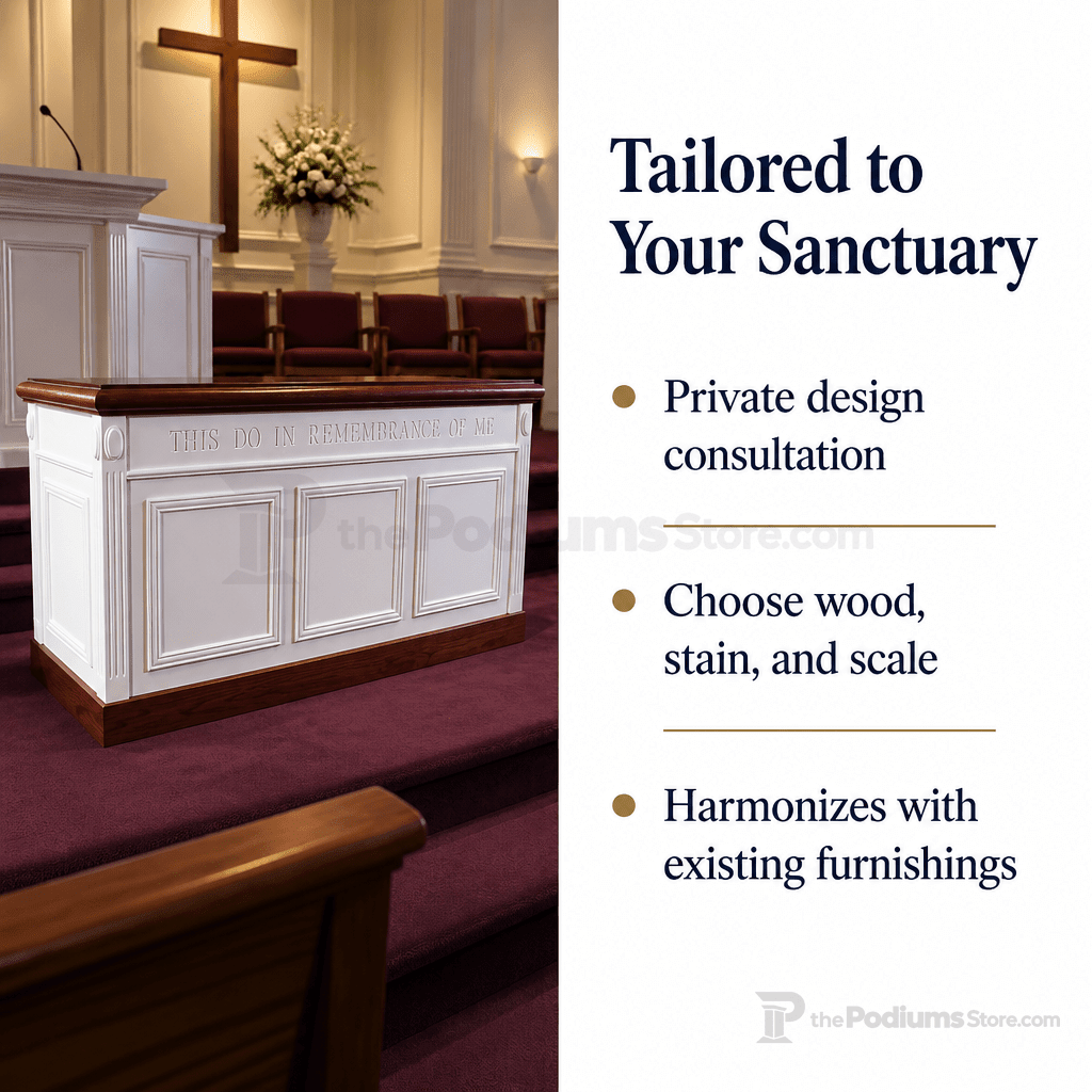 Fluted Wood Communion Table (PS-TCT-605) Communion Table TCT-605 Light Oak 35 - thePodiumsStore