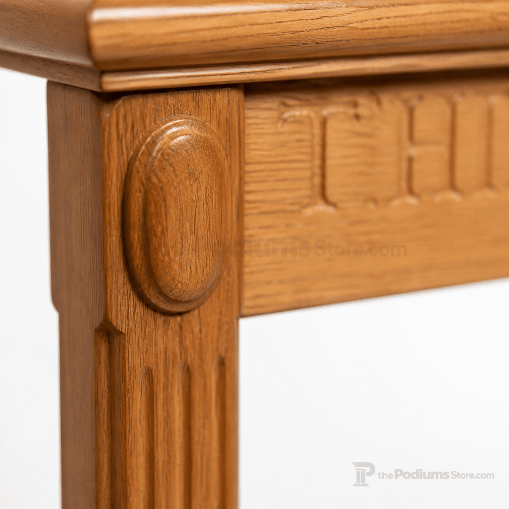 Fluted Wood Communion Table (PS-TOT-105) Communion Table TOT-105 Light Oak 35 - thePodiumsStore