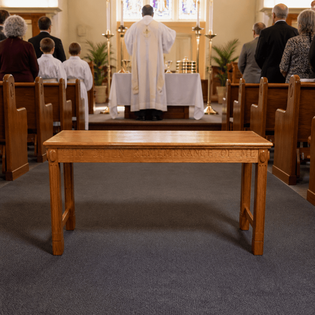 Fluted Wood Communion Table (PS-TOT-105) Communion Table TOT-105 Light Oak 35 - thePodiumsStore