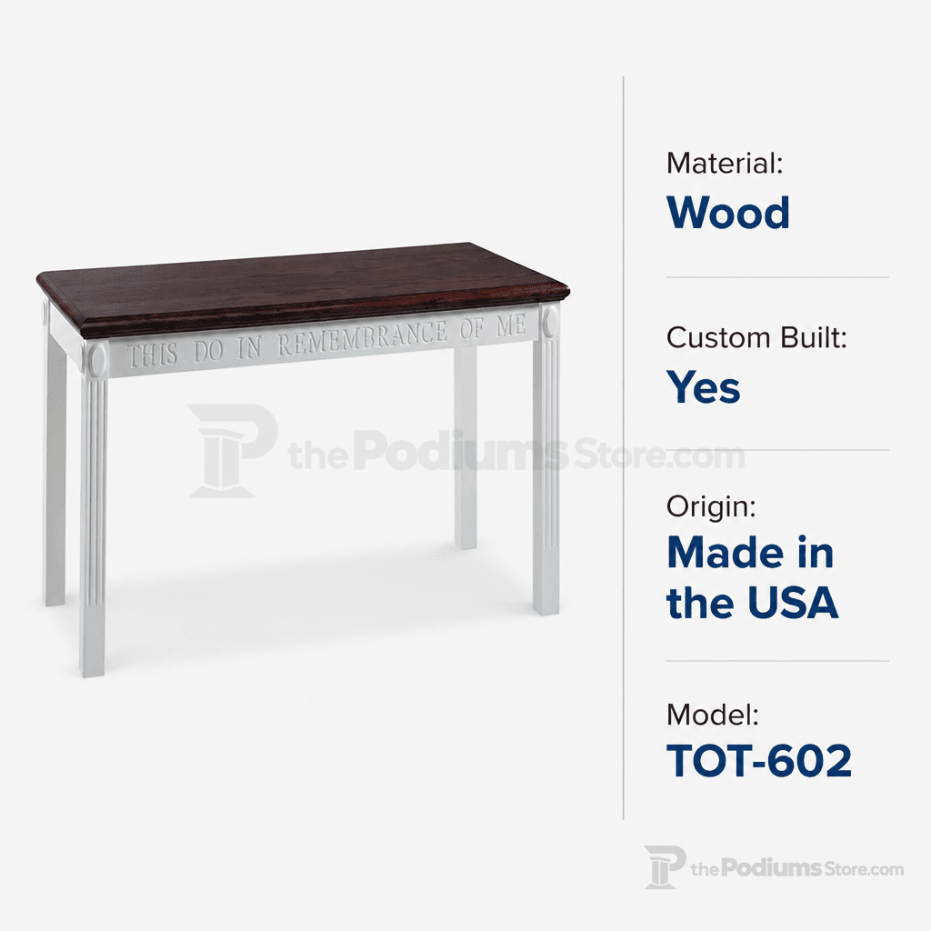 Fluted Wood Communion Table (PS-TOT-602) Communion Table TOT-602 Light Oak 35 - thePodiumsStore
