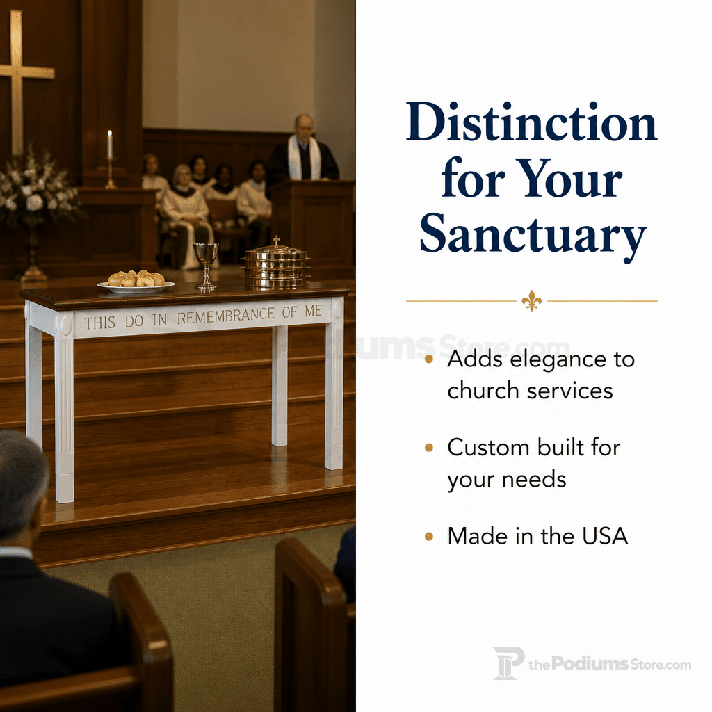 Fluted Wood Communion Table (PS-TOT-602) Communion Table TOT-602 Light Oak 35 - thePodiumsStore