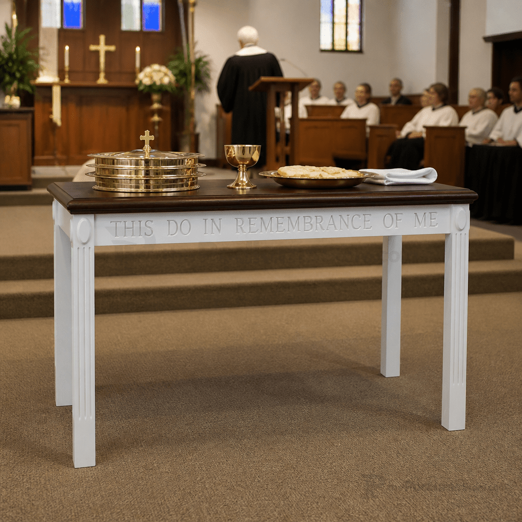 Fluted Wood Communion Table (PS-TOT-602) Communion Table TOT-602 Light Oak 35 - thePodiumsStore