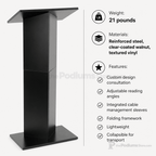 Folding Column-Style Portable Lectern — Black Portable Lectern LCPMKDBK - thePodiumsStore