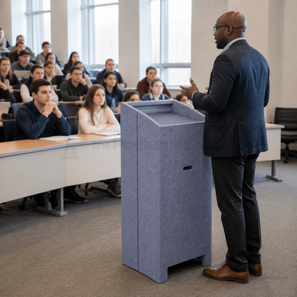 Folding Portable Lectern (PS-FFL) Portable Lectern FFL Charcoal No Mic Arm - thePodiumsStore
