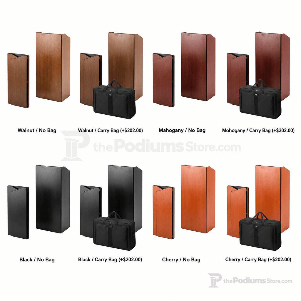 Folding Portable Podium with Sound (PS-5898) Portable Lectern 5898 Walnut No Bag - thePodiumsStore