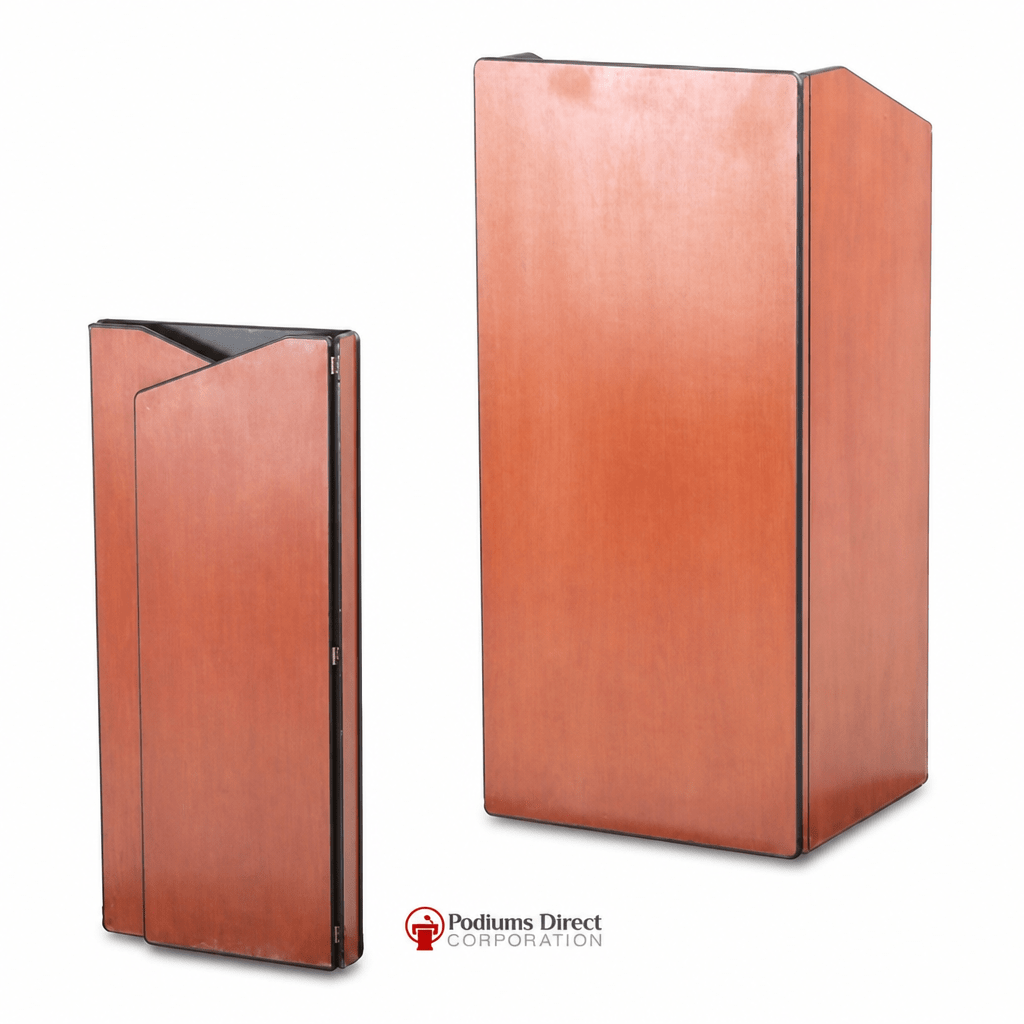 Folding Portable Podium with Sound (PS-5898) Portable Lectern 5898 Walnut No Bag - thePodiumsStore