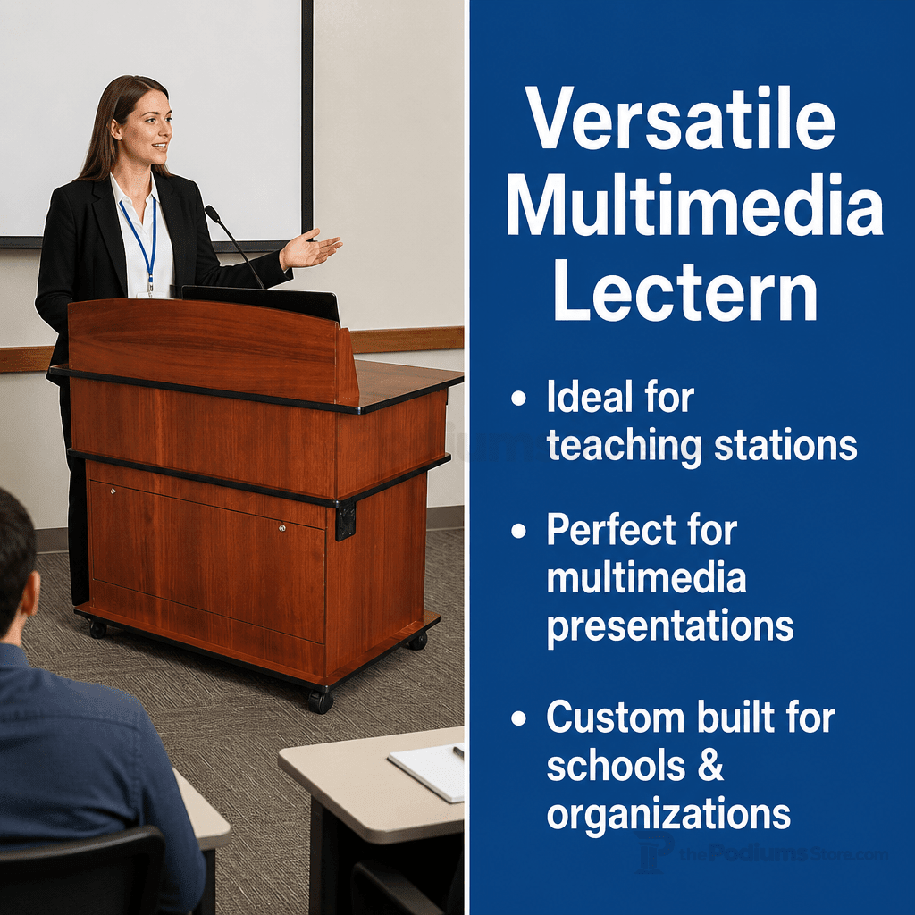 Fortress Multimedia Lectern Multimedia Lectern PDFOR Light Oak 35 - thePodiumsStore