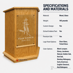 Foundation Wood & Glass Church Pulpit (PS-NC10W) Church Wood Pulpit NC10W Black Lacquer Clear Glass - thePodiumsStore