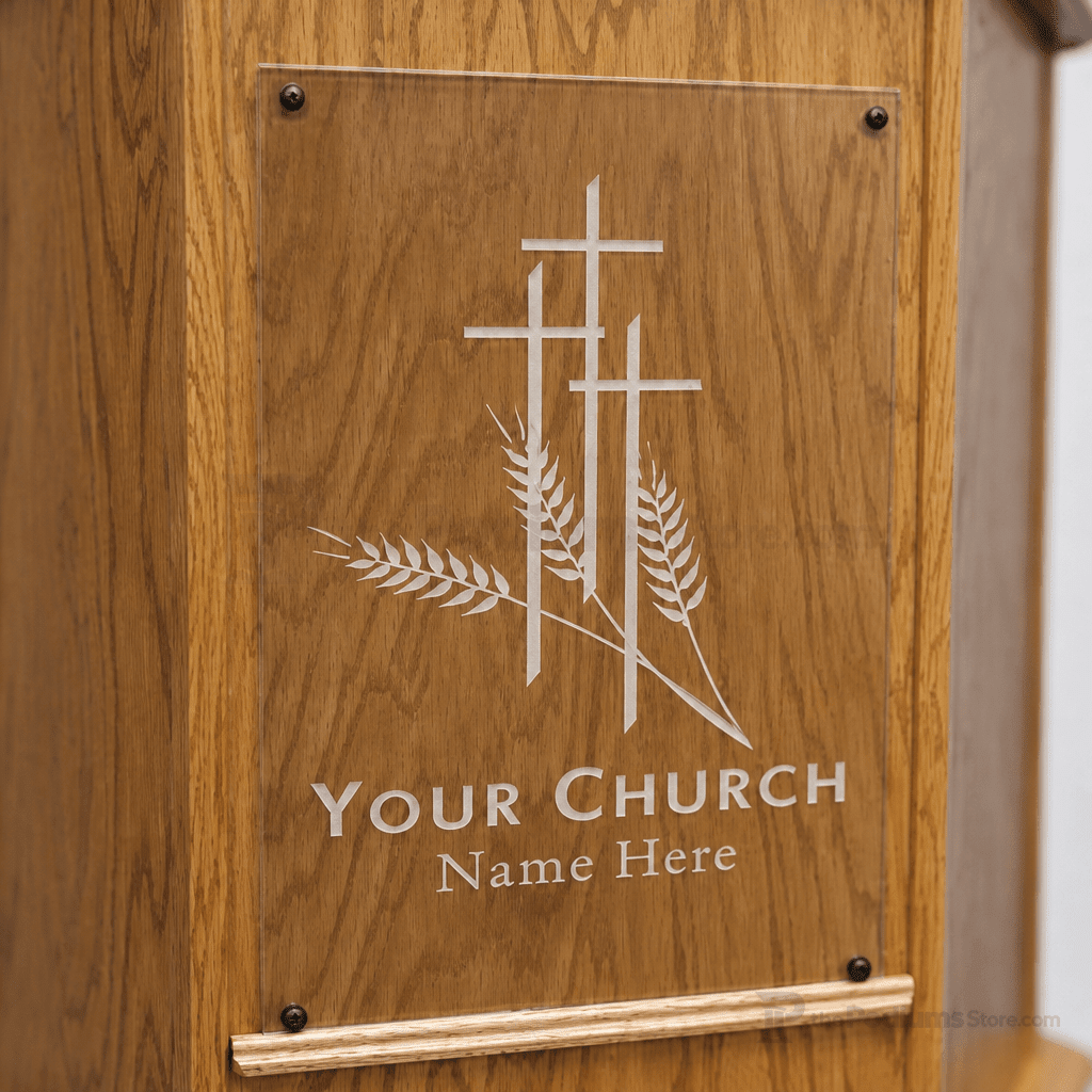 Foundation Wood & Glass Church Pulpit (PS-NC10W) Church Wood Pulpit NC10W Black Lacquer Clear Glass - thePodiumsStore