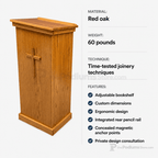 FPL245 Full-Pedestal Wood Lectern Non-Sound Lectern AST125-O Oak Wood - Natural (Clear Coat) No Cross - thePodiumsStore