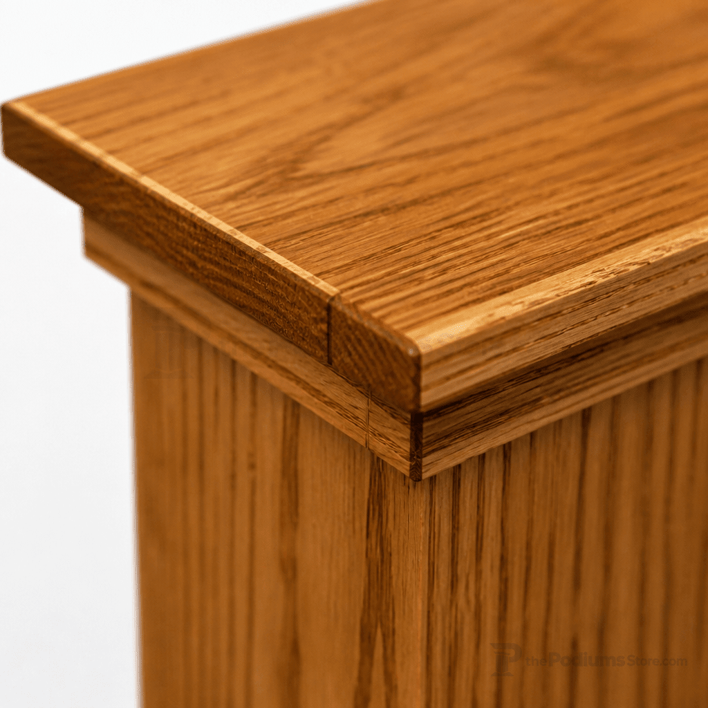 FPL245 Full-Pedestal Wood Lectern Non-Sound Lectern AST125-O Oak Wood - Natural (Clear Coat) No Cross - thePodiumsStore