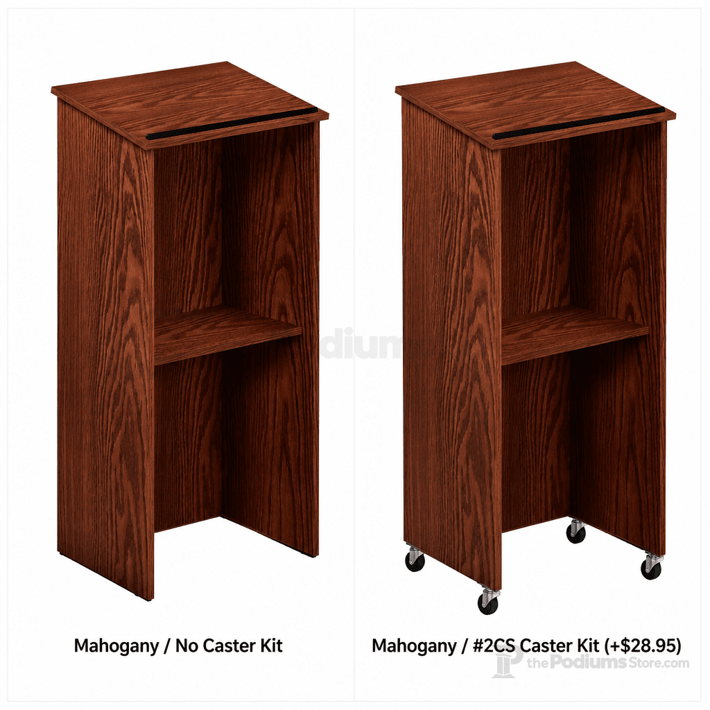 Full-Floor Lectern — Mahogany (PS-222) Non-Sound Lectern 222-MY Mahogany No Caster Kit - thePodiumsStore