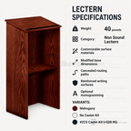 Full-Floor Lectern — Mahogany (PS-222) Non-Sound Lectern 222-MY Mahogany No Caster Kit - thePodiumsStore