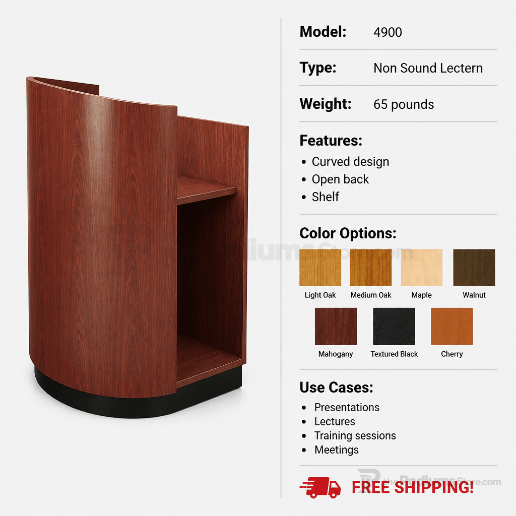 Full-Floor Lectern (PS-4900) Non-Sound Lectern 4900 Light Oak - thePodiumsStore