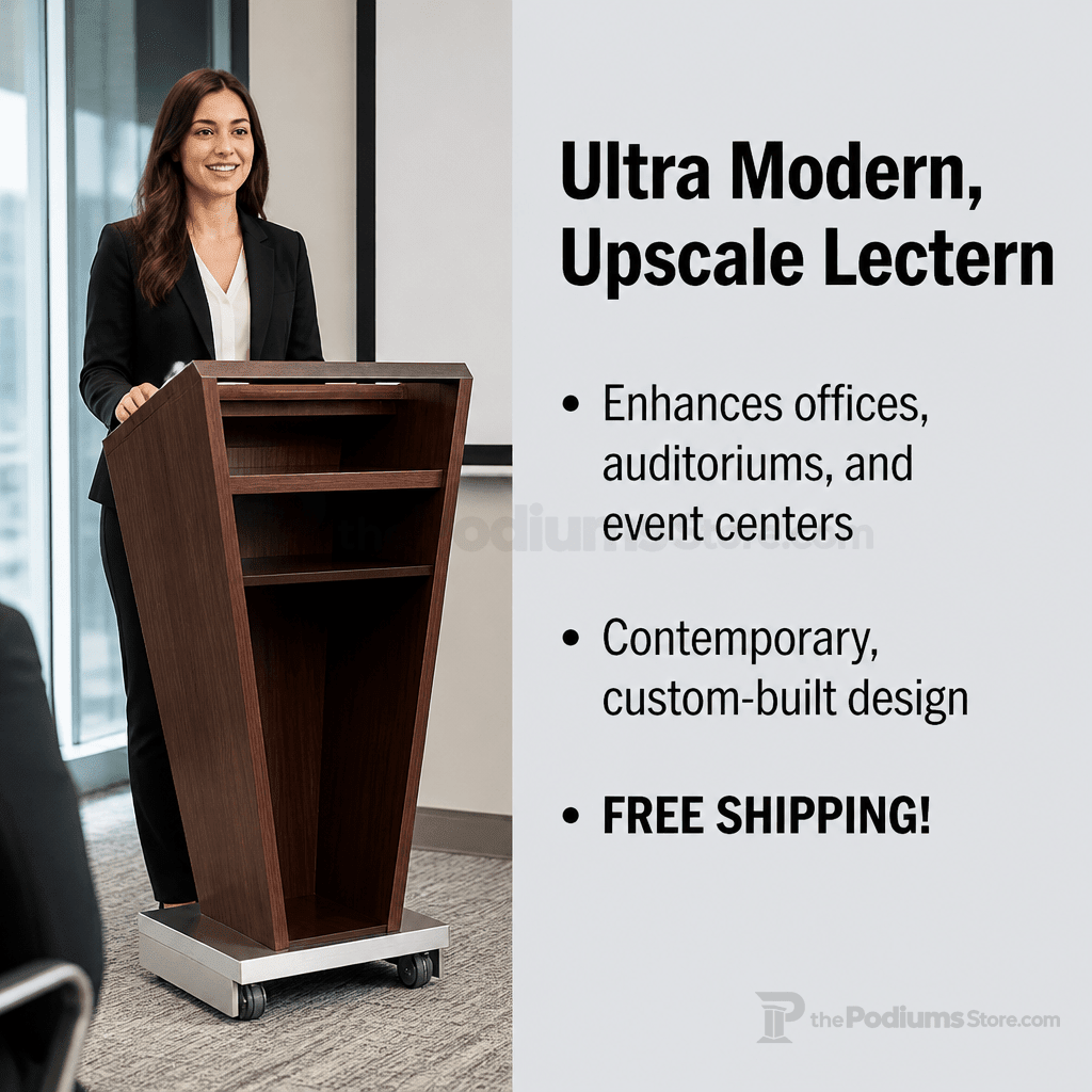 Full-Floor Lectern (PS-5890) Non-Sound Lectern 5890 Medium Oak - thePodiumsStore