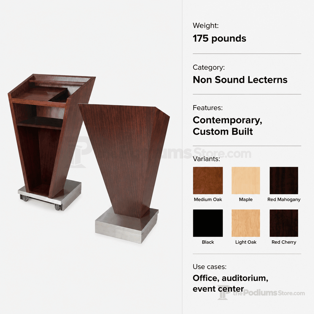 Full-Floor Lectern (PS-5890) Non-Sound Lectern 5890 Medium Oak - thePodiumsStore