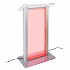 Illuminated Acrylic & Aluminum Podium with LED Panel Acrylic & Aluminum Podium LDLECTCL1 Clear/Silver - LDLECTCL1 - thePodiumsStore