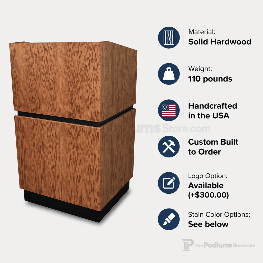 Landmark Solid Hardwood Lectern Hardwood Lectern PDLAN Light Oak 35 No Logo - thePodiumsStore