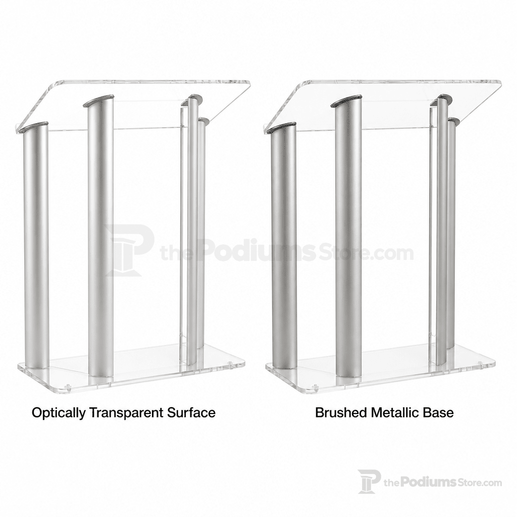 Large AlumAcrylic Acrylic & Aluminum Podium Acrylic & Aluminum Podium LECTALACLG - thePodiumsStore