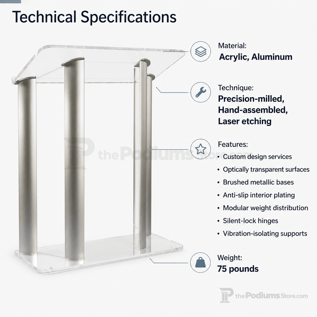 Large AlumAcrylic Acrylic & Aluminum Podium Acrylic & Aluminum Podium LECTALACLG - thePodiumsStore