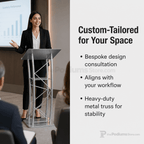 Large Curved Metal Truss Lectern — Silver (PS-KML2S) Metal Truss Lectern KML2S - thePodiumsStore