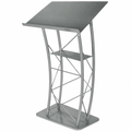 Large Curved Metal Truss Lectern — Silver (PS-KML2S) Metal Truss Lectern KML2S - thePodiumsStore