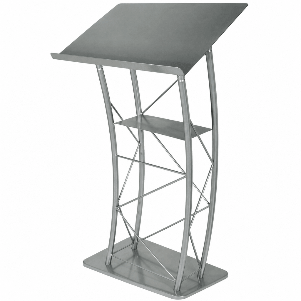 Large Curved Metal Truss Lectern — Silver (PS-KML2S) Metal Truss Lectern KML2S - thePodiumsStore