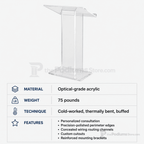 Large-Top Acrylic Lectern (PS-SN3055) Acrylic Lectern LECTCVM - thePodiumsStore