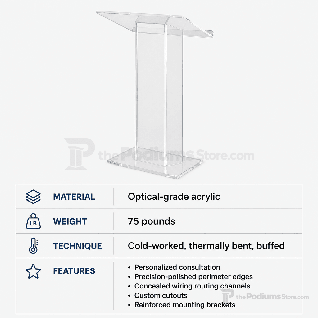 Large-Top Acrylic Lectern (PS-SN3055) Acrylic Lectern LECTCVM - thePodiumsStore