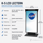 LCD Digital Display Lectern (PS-K-5) LCD Display Lectern K51-V23 All Charcoal No Gooseneck Microphone CM15P - thePodiumsStore