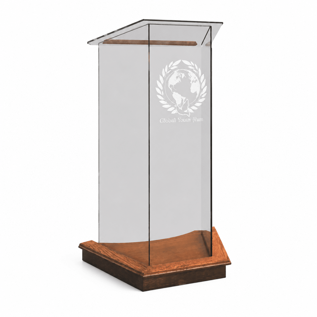 Lectern Glass Church Pulpit (PS-NC2) Glass Pulpit NC2 Black Lacquer - thePodiumsStore