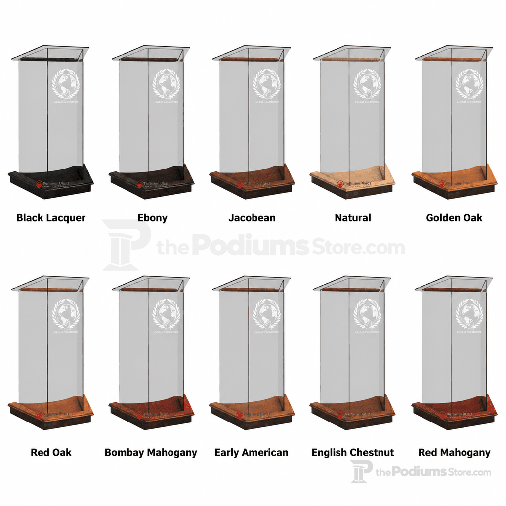 Lectern Glass Church Pulpit (PS-NC2) Glass Pulpit NC2 Black Lacquer - thePodiumsStore