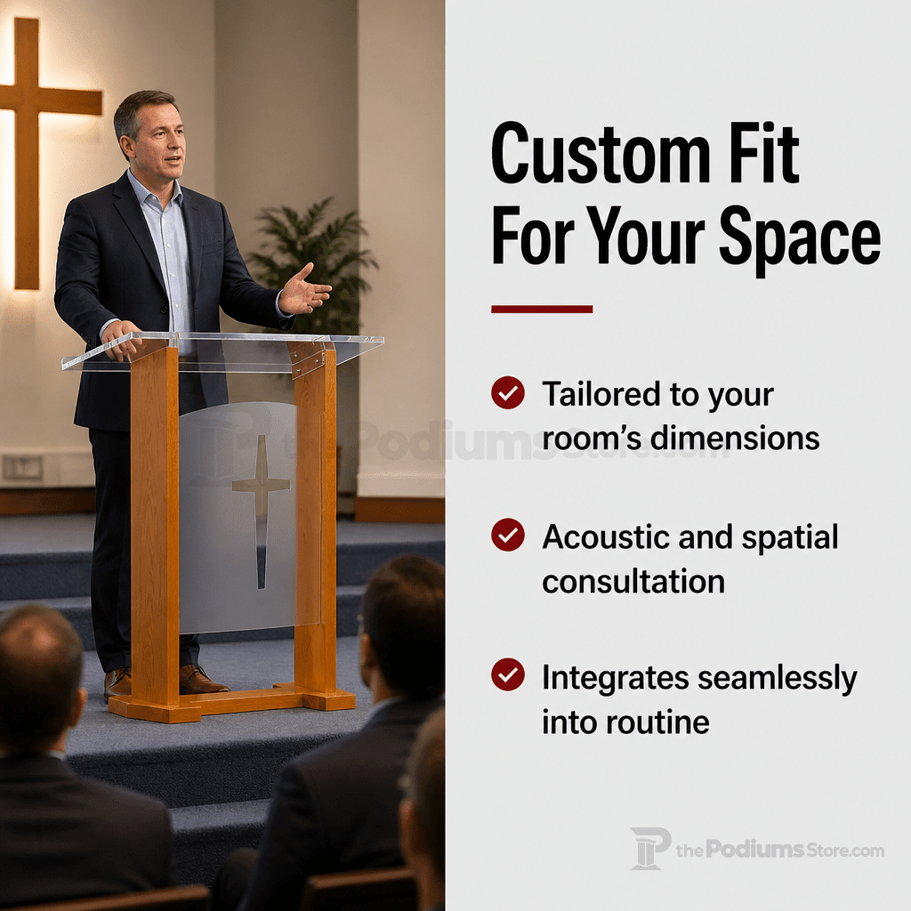 Maple Wood & Acrylic Pulpit, Optional Cross Front Wood & Acrylic Pulpit LECTWFAWADO - thePodiumsStore