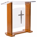 Maple Wood & Acrylic Pulpit, Optional Cross Front Wood & Acrylic Pulpit LECTWFAWADO - thePodiumsStore