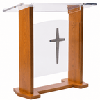Maple Wood & Acrylic Pulpit, Optional Cross Front Wood & Acrylic Pulpit LECTWFAWADO - thePodiumsStore