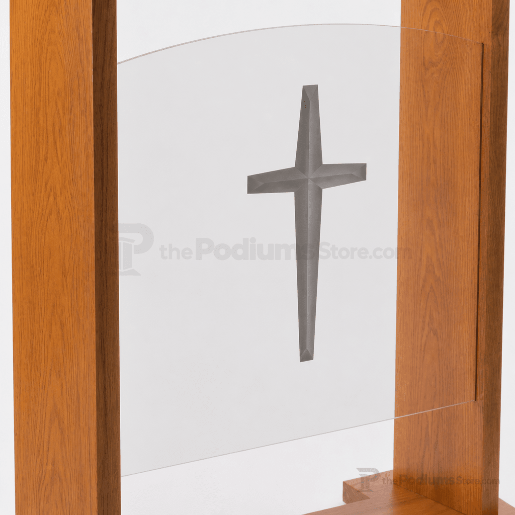 Maple Wood & Acrylic Pulpit, Optional Cross Front Wood & Acrylic Pulpit LECTWFAWADO - thePodiumsStore