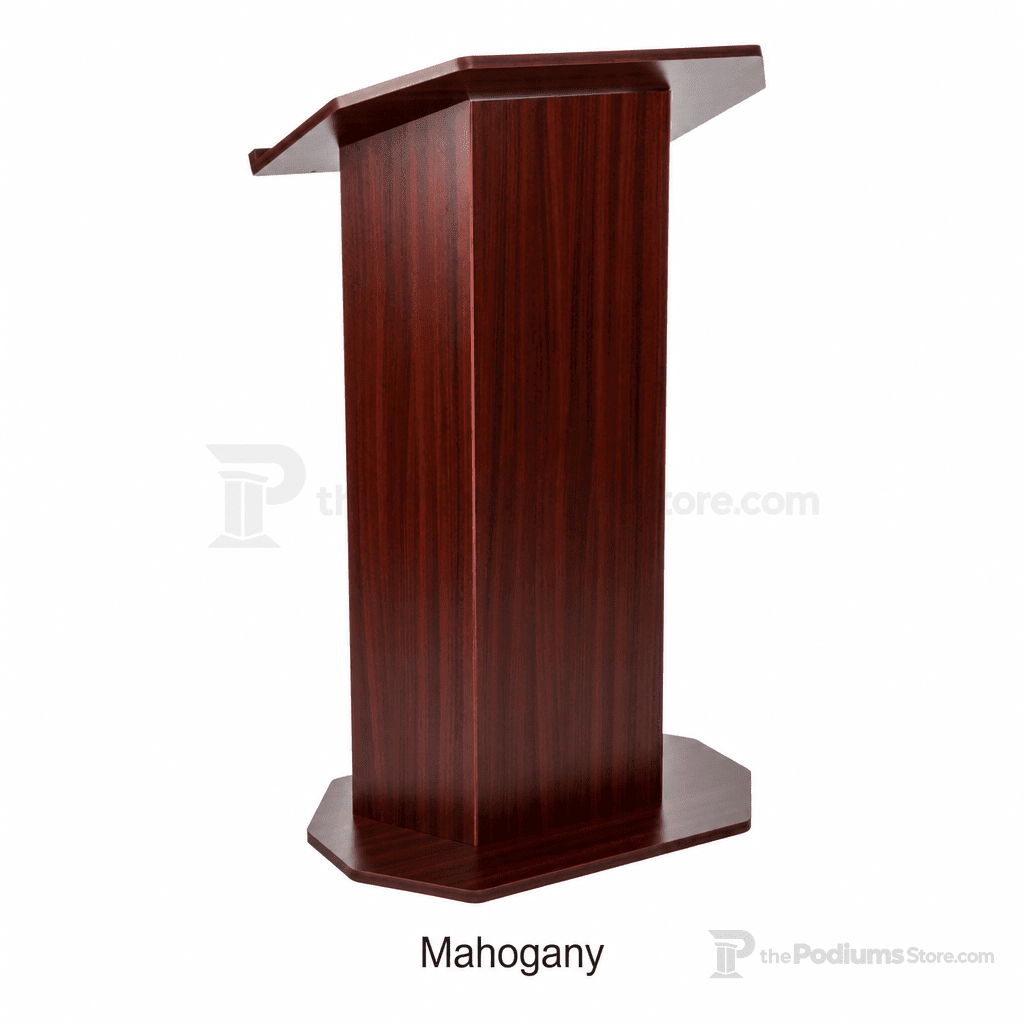 Mobile Lectern with Open Back & Shelf — Mahogany Portable Lectern OLILCTOPBSM - thePodiumsStore